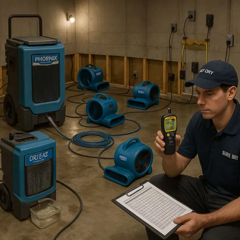 Structural Drying and Dehumidification process in Middleton, WI